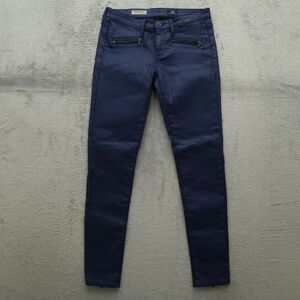AG Jeans Women's 27R Low-Rise Moto Zipper Faux Leather Legging 29" Inseam NWOT